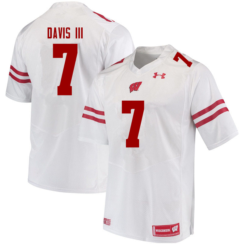 Men #7 Danny Davis III Wisconsin Badgers College Football Jerseys Sale-White